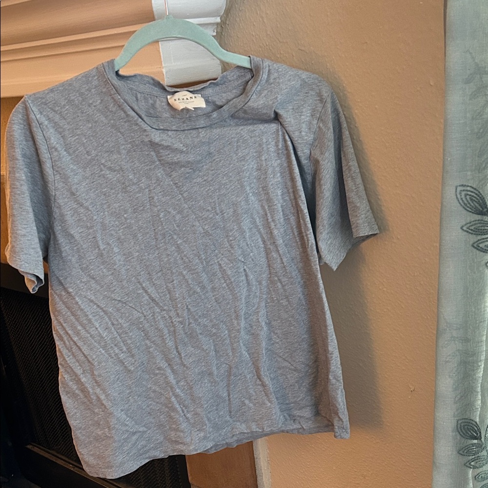 Sezane Cotton Gray T-Shirt